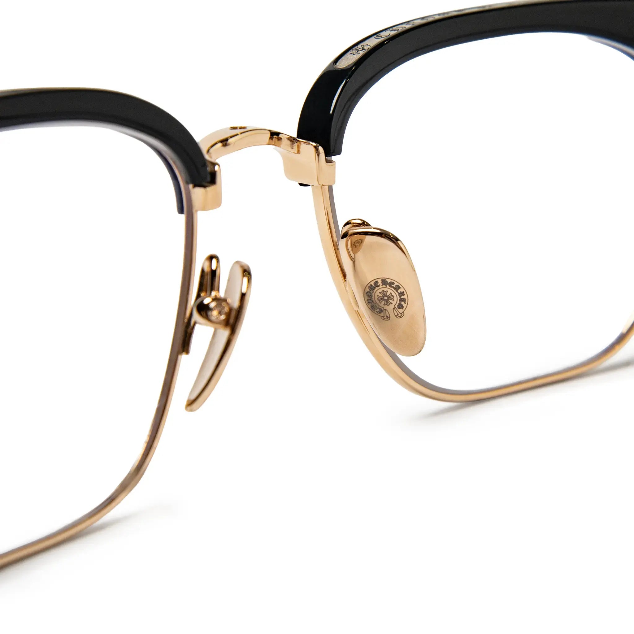 Inside Detailed View of Chrome Hearts Sluntradiction Black Gold Pleated Sunglasses 51945_BK_GP